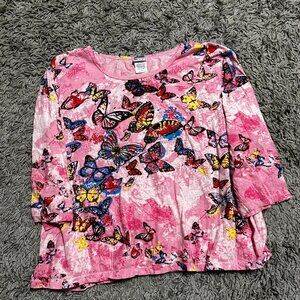 2000s Butterfly Boho Core Shirt Size XXL